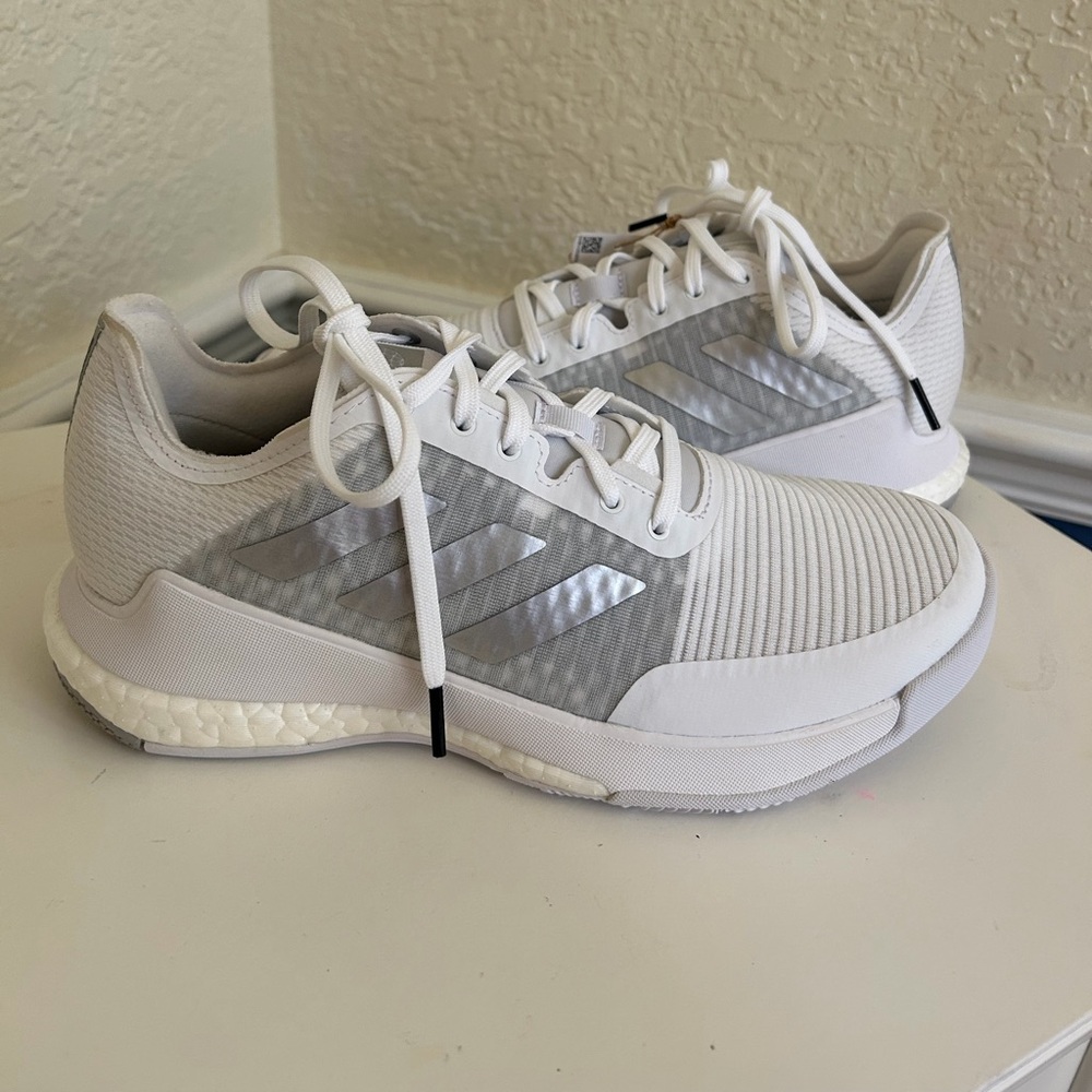 Adidas Crazyflight Shoes White Silver Metallic & Grey Color-way S 8 GY9270 - Picture 5 of 16